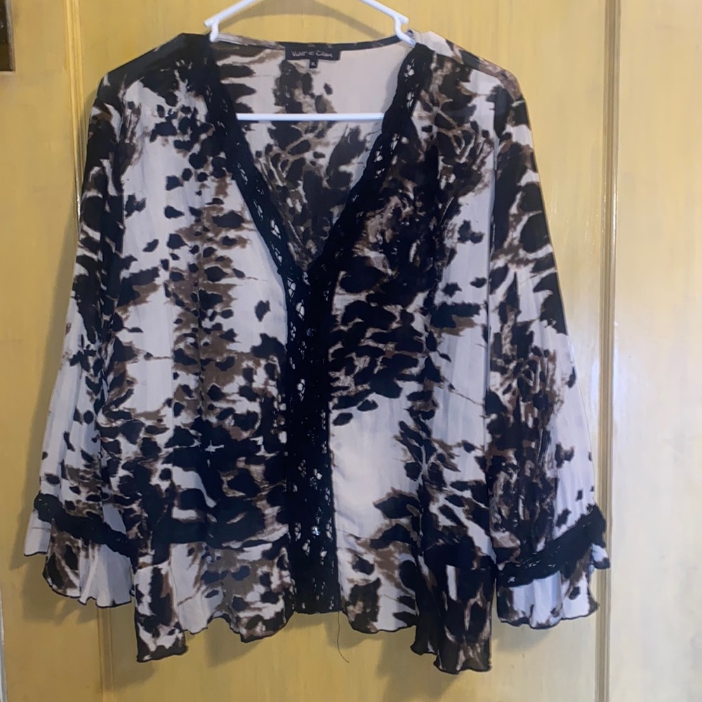 Violet and Claire- Black and brown sheer blouse X-Large